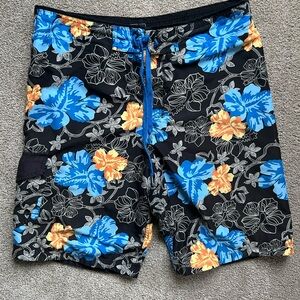 Floral Black Swim Shorts